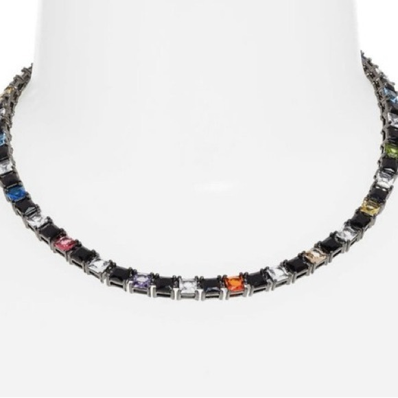NWT Kurt Geiger Checkerboard Crystal Collar Necklace - Picture 2 of 4